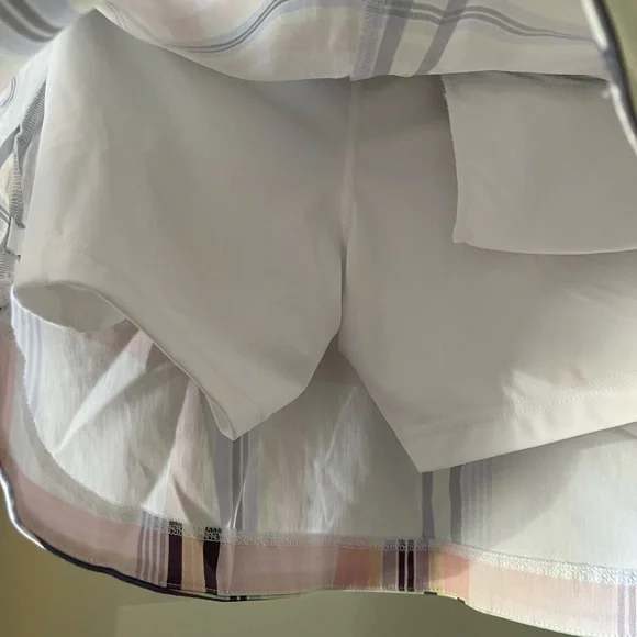 NWT Lady Hagen White Plaid A-Line Skort with Pastel Pink, Blue & Yellow Stripes - Picture 4 of 6